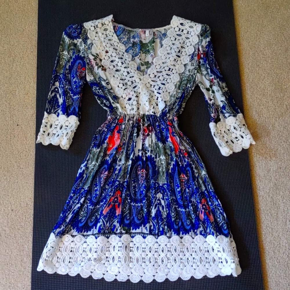 Paisley-rose patterned dress
